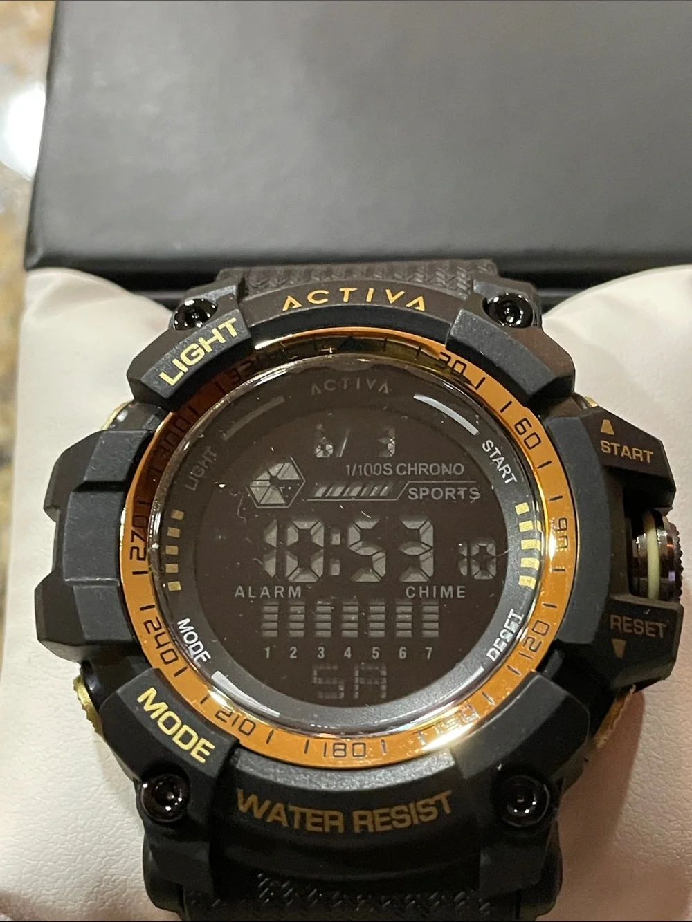 Activa Black and Gold Rugged Digital Sports Watch